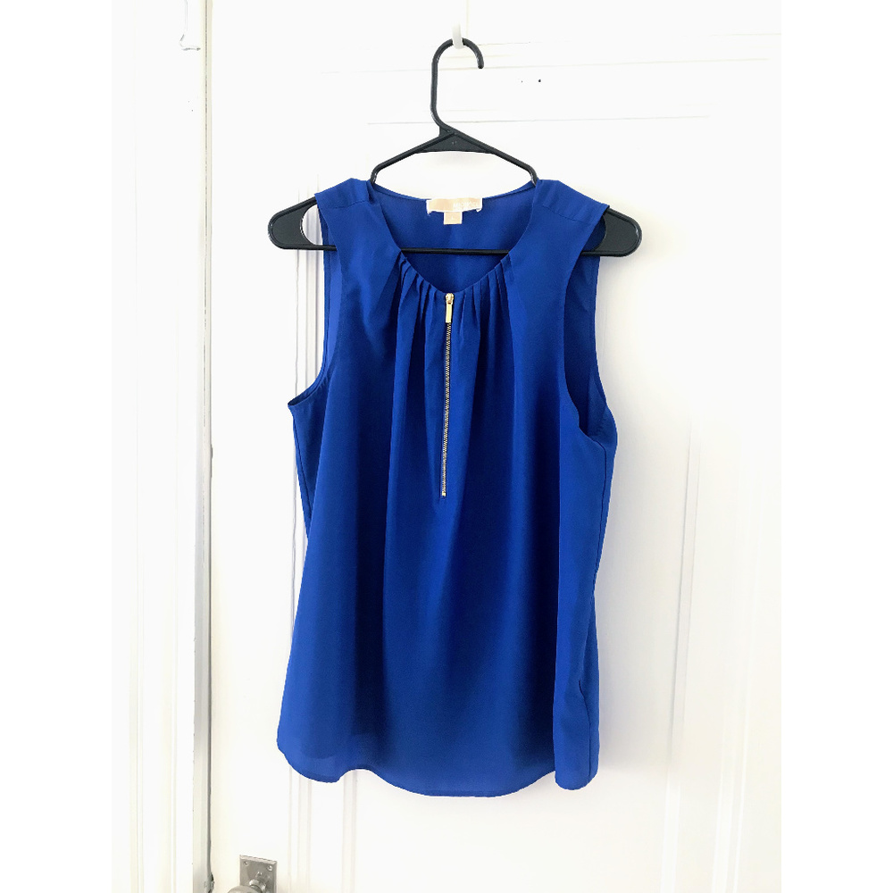 Michael Kors Blue Tank Top Half Zipper - Large